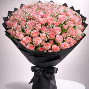 Imported Pink Rose and Baby's Breath