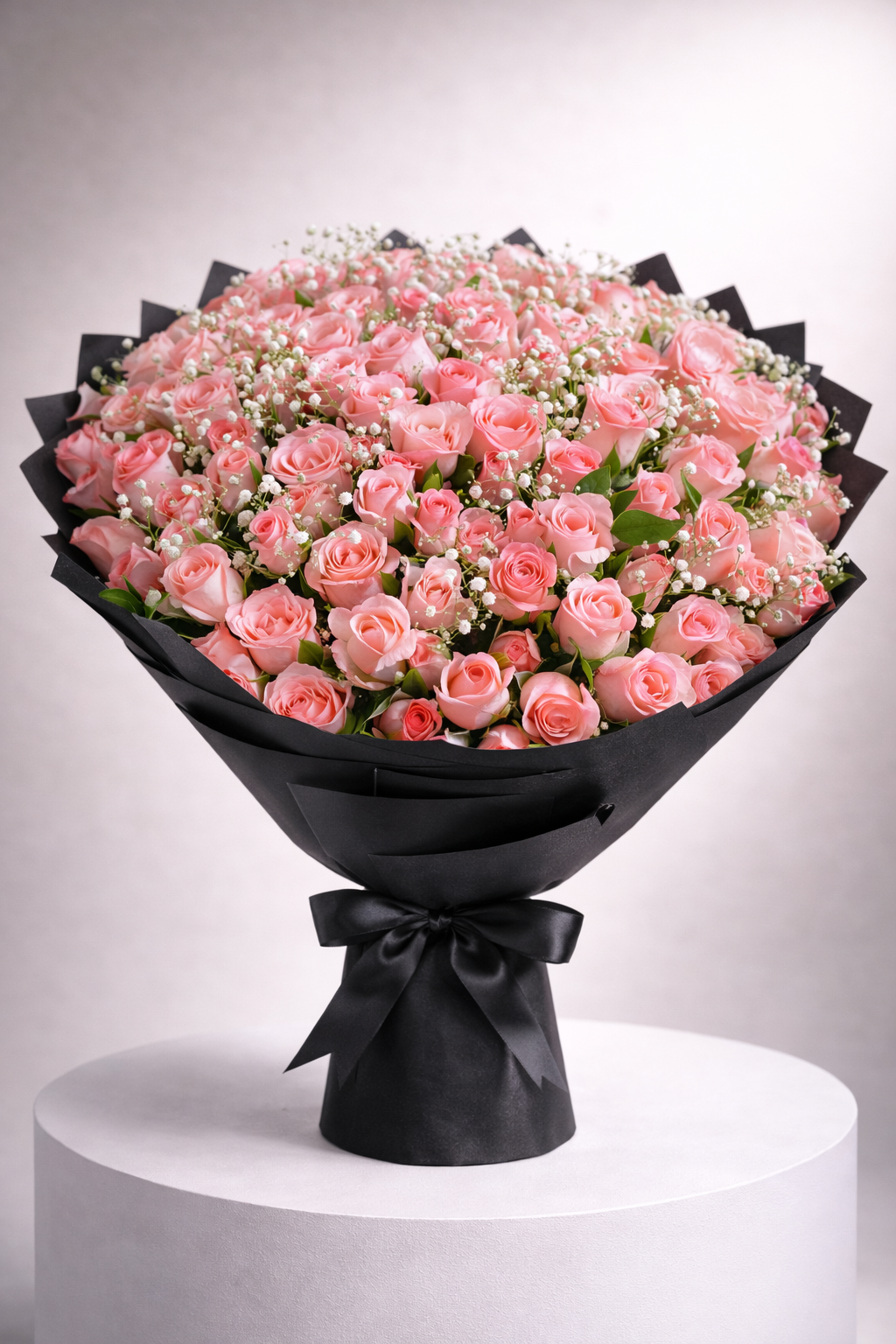 Imported Pink Rose and Baby's Breath
