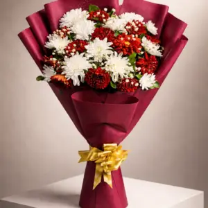 Burgundy Velvet & Snow Mums