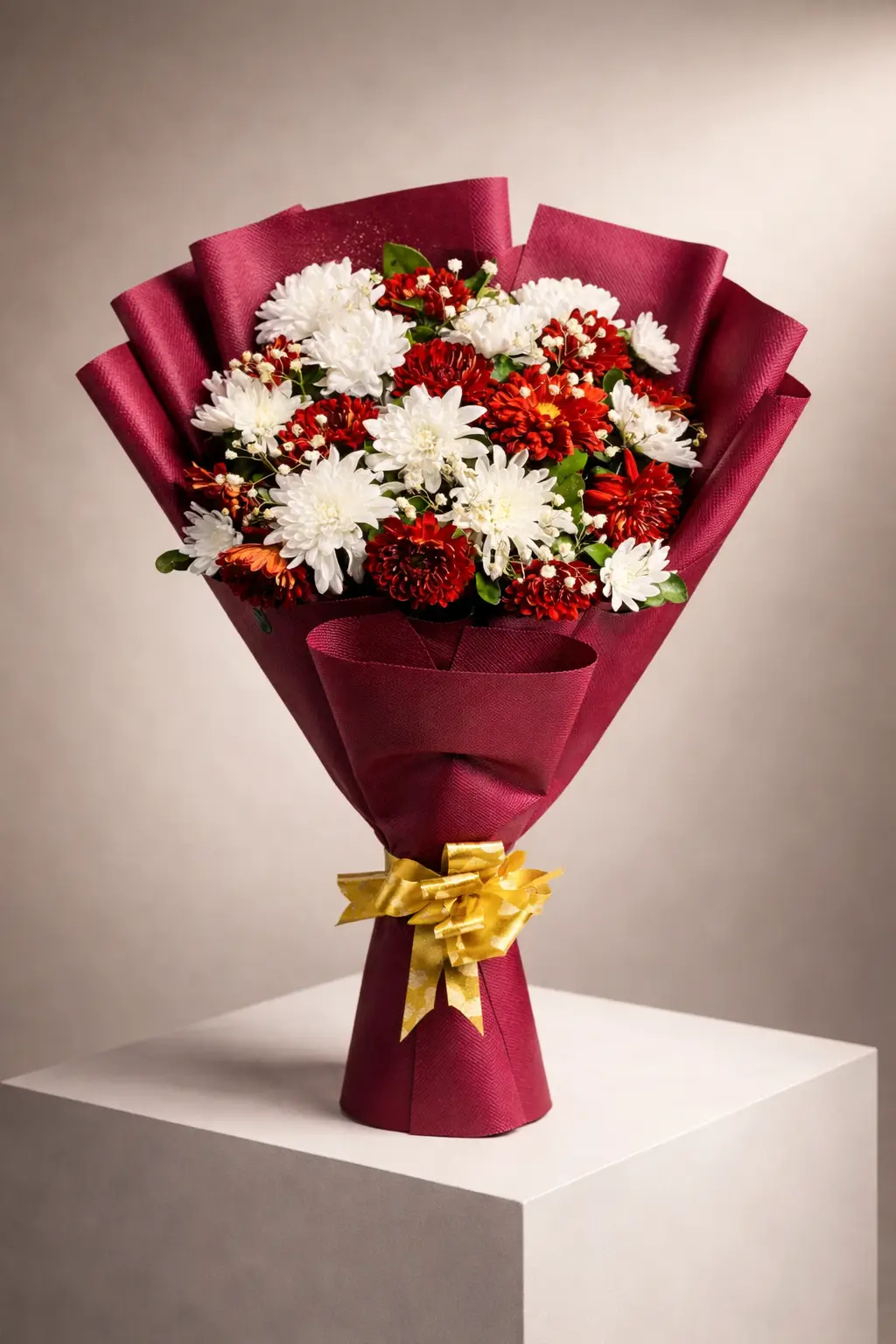 Burgundy Velvet & Snow Mums