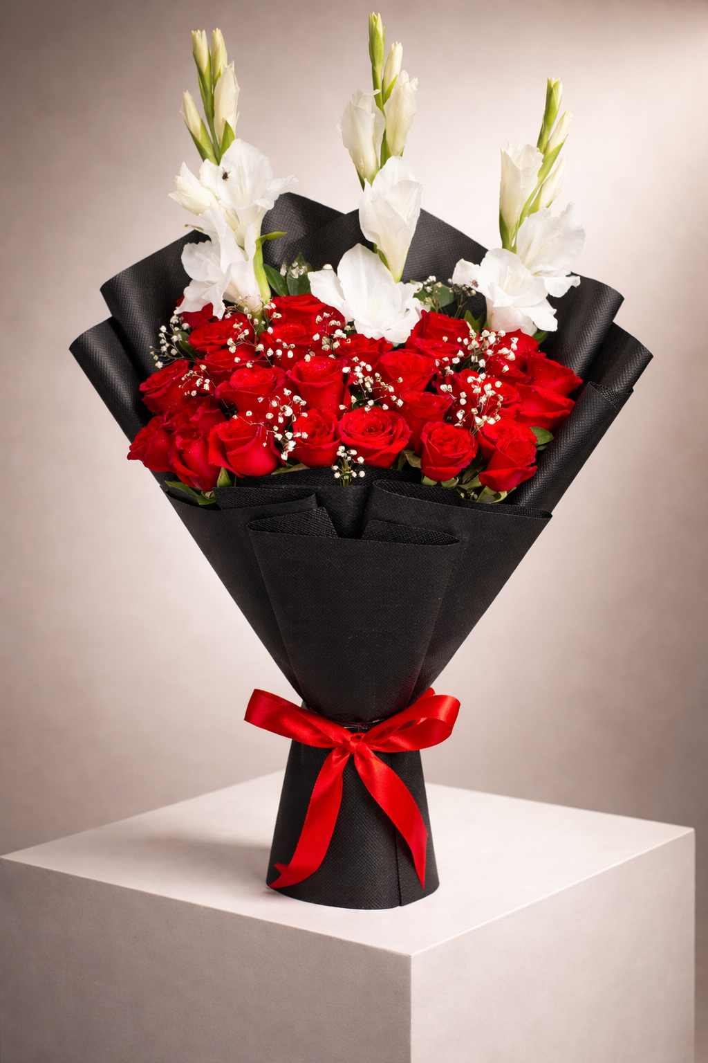Royal Crimson Rose & Mum Bouquet