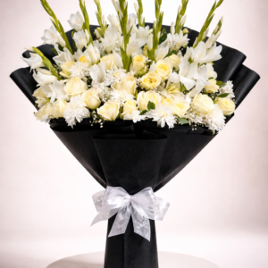 Extra Larga Gladious White Roses & Baby breath