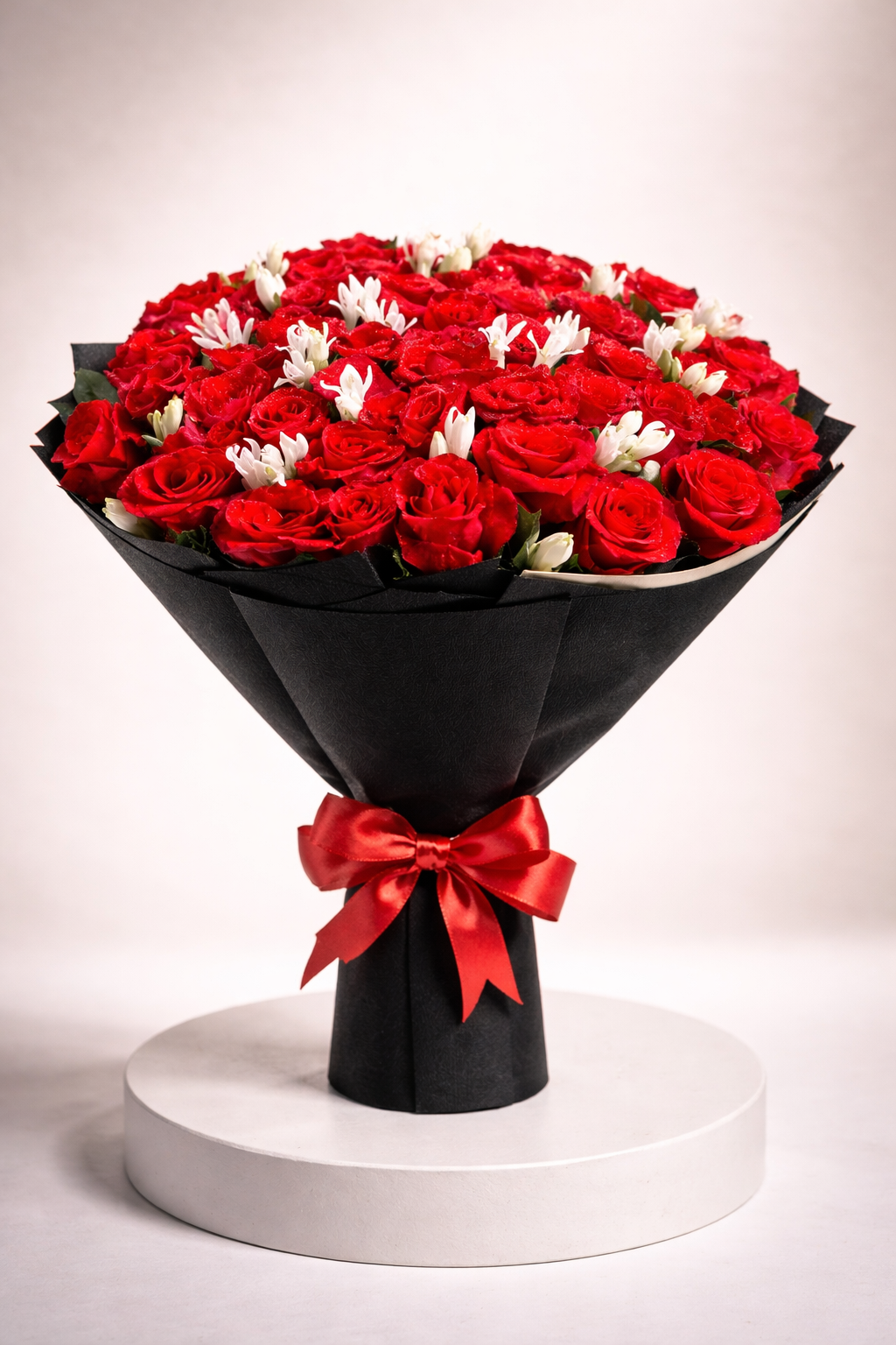 Red & White Roses with Gladiolus